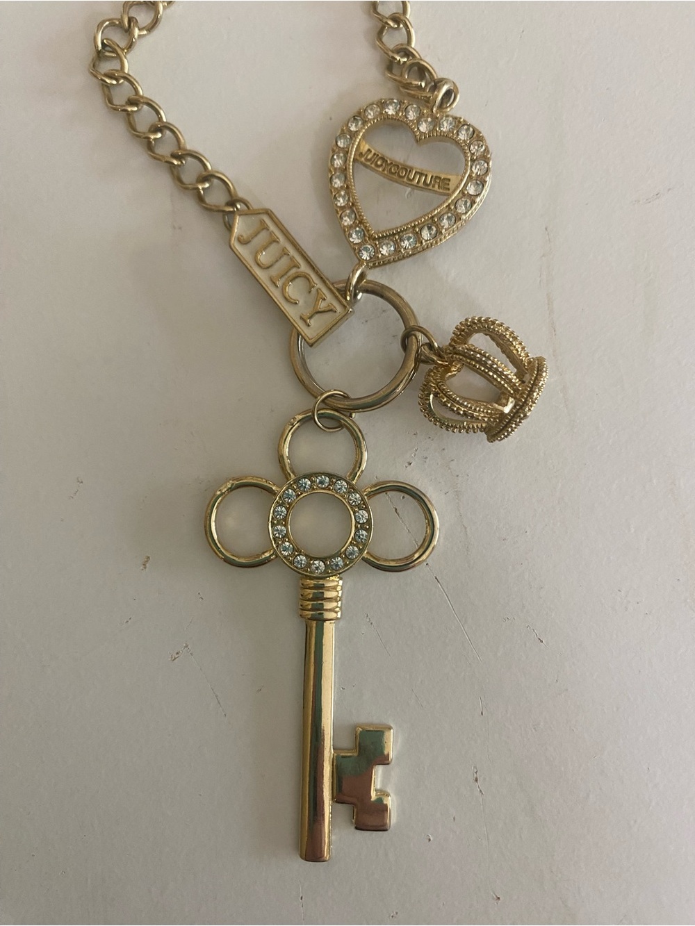 Juicy Couture Gold-Tone Pavé Key & Heart Charm Necklace - Picture 2 of 4